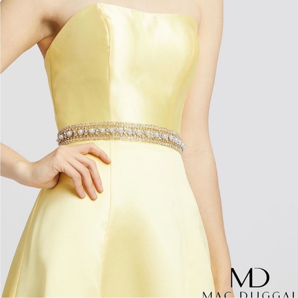 Mac Duggal Flash Yellow Strapless Embellished Gown - Picture 3 of 14